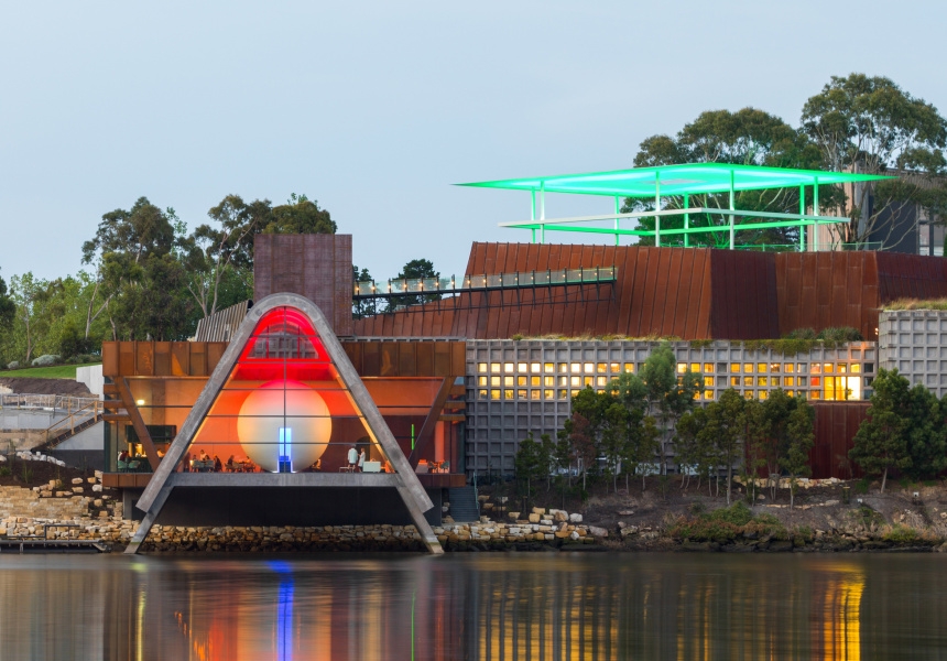 The exterior of the new Pharos wing at MONA
